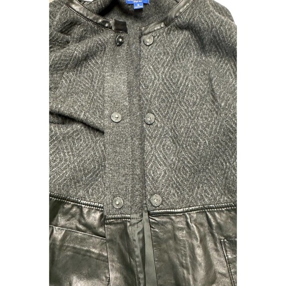 Pendleton Jacket‎ Women's Sz XL Lambs Wool & Leather Grey & Black Front Pockets - Picture 10 of 12